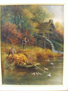 Antique 19c John Joseph Hughes Mill Pond O C Painting