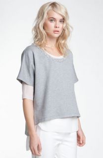Robert Rodriguez Embellished Neck Double Layer Top