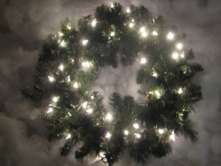 New 24 in Clear Pre Lit Christmas XMAS Crystal River Pine Wreath