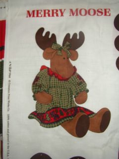 Cranston Print Works Christmas Panel Merry Moose 24 Doll Cotton Fabric
