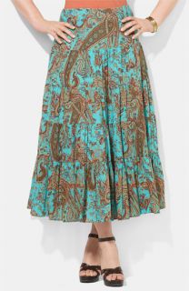 Lauren Ralph Lauren Print Tiered Maxi Skirt (Plus)