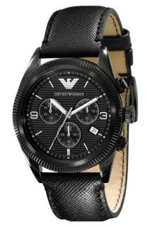 Emporio Armani Leather Strap Round Chronograph Watch