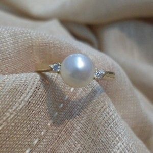  gold 7mm cultured pearl w diamond accent ring size 61 2 51212 35