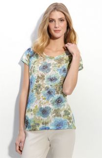 Kenneth Cole New York Scoop Neck Floral Top (Petite)