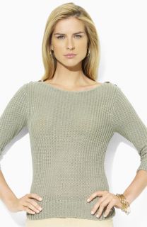 Lauren Ralph Lauren Boatneck Sweater with Button Trim (Petite)