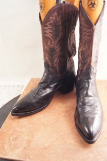 Dan Post Brown Black Leather 12 D Mens Western Boots