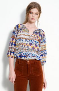 Tucker Smocked Silk Blouse