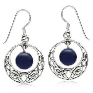 dangle lapis 925 sterling silver celtic knot earrings