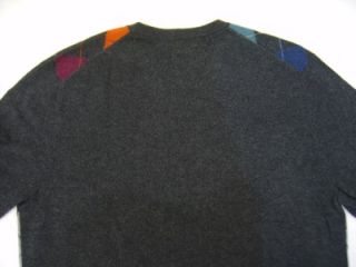 Daniel Cremieux 100% Cashmere Sweater Mens Argyle XL Gray Navy Blue