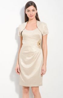 Adrianna Papell Metallic Crepe Sheath Dress & Bolero