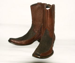 255 Mens Black Shark Skin Brown Leather Fashion Western Boot Corral