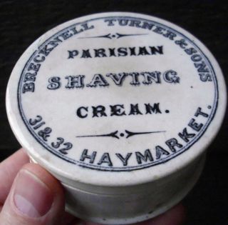  ceramic early almost 150 year old 1870 shaving cream Jar crock pot lid