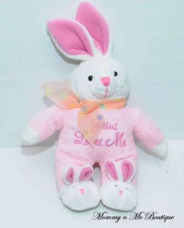 DanDee Pink Jesus Loves Me Bunny Rabbit Plush Toy