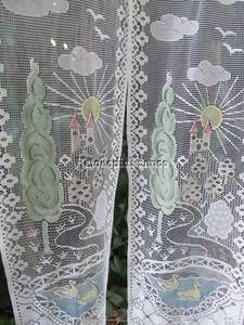 French Lace Curtains 2 White Window Door Panels Chateau Ducks 16 x 84
