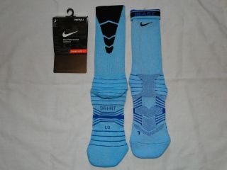 Nike Custom Football Elite BCS Socks Aqua Blue and Black LG 8 12 RARE