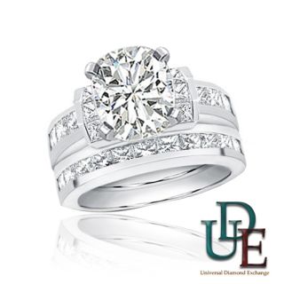 Diamond Bridal Wedding Ring Set 2 25 Carat Cushion Cut Platinum