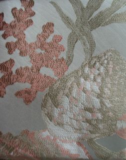 NEW Croscill Fabric Shower Curtain Shoreline Seafoam Gray coral sea