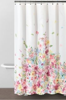 DKNY WATERCOLOR BOUQUET 72 x 70 Textured Fabric Floral Shower Curtain