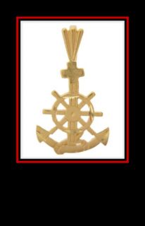 14k Solid Yellow Gold SHIPs Wheel Anchor Cross Pendant