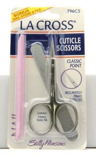 New LaCross Cuticle Scissors w Stone File