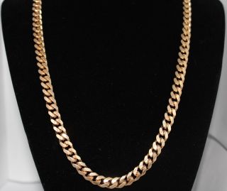 Real 24K Yellow Gold Curb Mens Custom Chain Necklace 7mm GP Shiny for