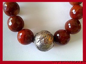  Vintage Chinese Silver Carnelian Dragon Necklace Set