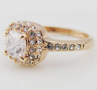 14 Carat CZ Swarovski Crystal Gold GP Ring Engagement Wedding All