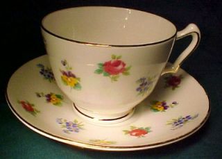Crown Staffordshire China Rose Pansy Cup Saucer Set