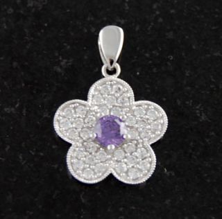  sterling silver cz flower shaped necklace pendant 925 jewelry cubic