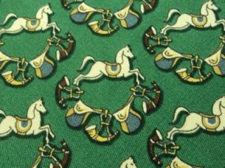 Salvatore Ferragamo Necktie Horse Pattern Green Silk Tie