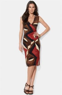 Lauren Ralph Lauren Faux Wrap Print Jersey Dress