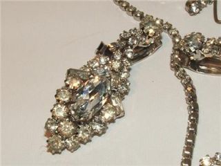 Vintage Juliana Style Rhinestone Necklace and Chandelier Earrings Set