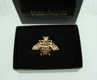Joan Rivers Multi Color Crystal Rhinestone Bee Pin Brooch Insect Bug