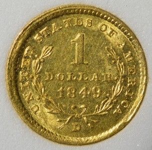 1849 D MS Dahlonega GA Gold Princess Dollar $1 Just 300 Survivors All
