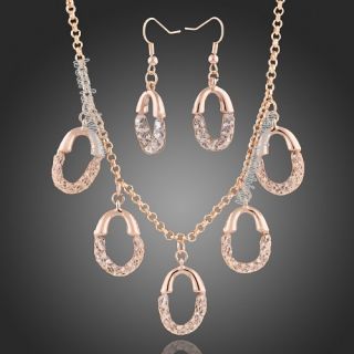  Goldgp Net Zircon Swarovski Crystal Necklace Earrings Set N359
