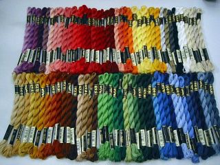 Up for auction are 76 new full skeins of beautiful DMC #5 perle cotton