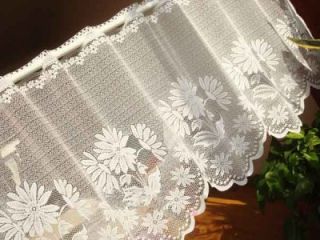 fresh white daisy filet lace kitchen cafe curtain