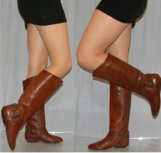 VINTAGE 80S TAN & BROWN LEATHER riding BOOTS CAVALIER PIRATE italian