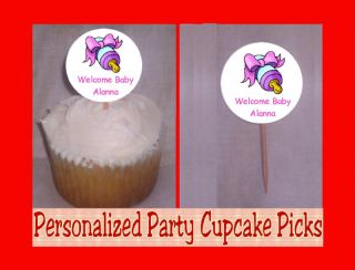 Baby Shower Personalized Custom Cupcake Picks Toppers