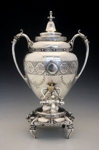 Silver Plate Samovar Hot Water Kettle by JF Curran Son Noreserv