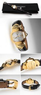 Estate David Yurman Signature Ladies Wrist Watch Solid 18K Gold Swiss