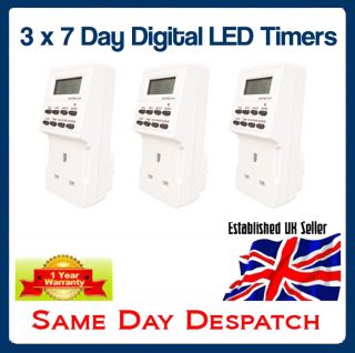 Digital LCD 7 Day 24hr Electronic Plug Timer Switch New