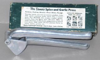 Metal Mrs Damars Garlic Press Vintage Kitchen Utensil Hand Operated