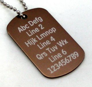 Personalized Dog Tag Necklace Horizontal wording Brown
