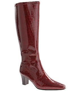 DAVID TATE MOJAVE SPARKLING RED BURGUNDY CROCO TALL BOOTS 149 A1