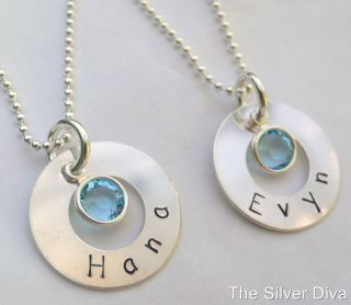 Sterling Silver Necklace Custom Personalized Circle Mom