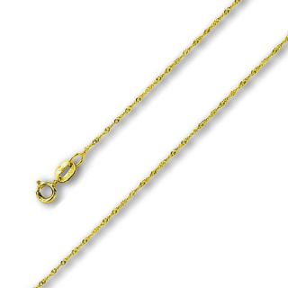  Yellow Solid Gold 0 8 mm Singapore Chain 16 18 inches Necklace