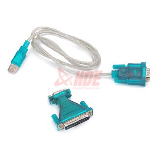 USB 2 0 to 9 25 Pin Serial RS232 Cable DB9 DB25 Adapter