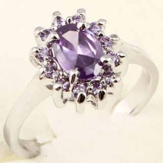 Oval Cut Purple Amethyst Cocktail A083 Ring