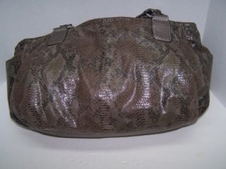 Dana Buchman Pewter Faux Python Snakeskin Soft Satchel Shoulder Bag